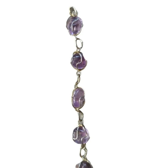 Purple Amethyst Bracelet/Earring  Set Wire Wrapped - Picture 6 of 7